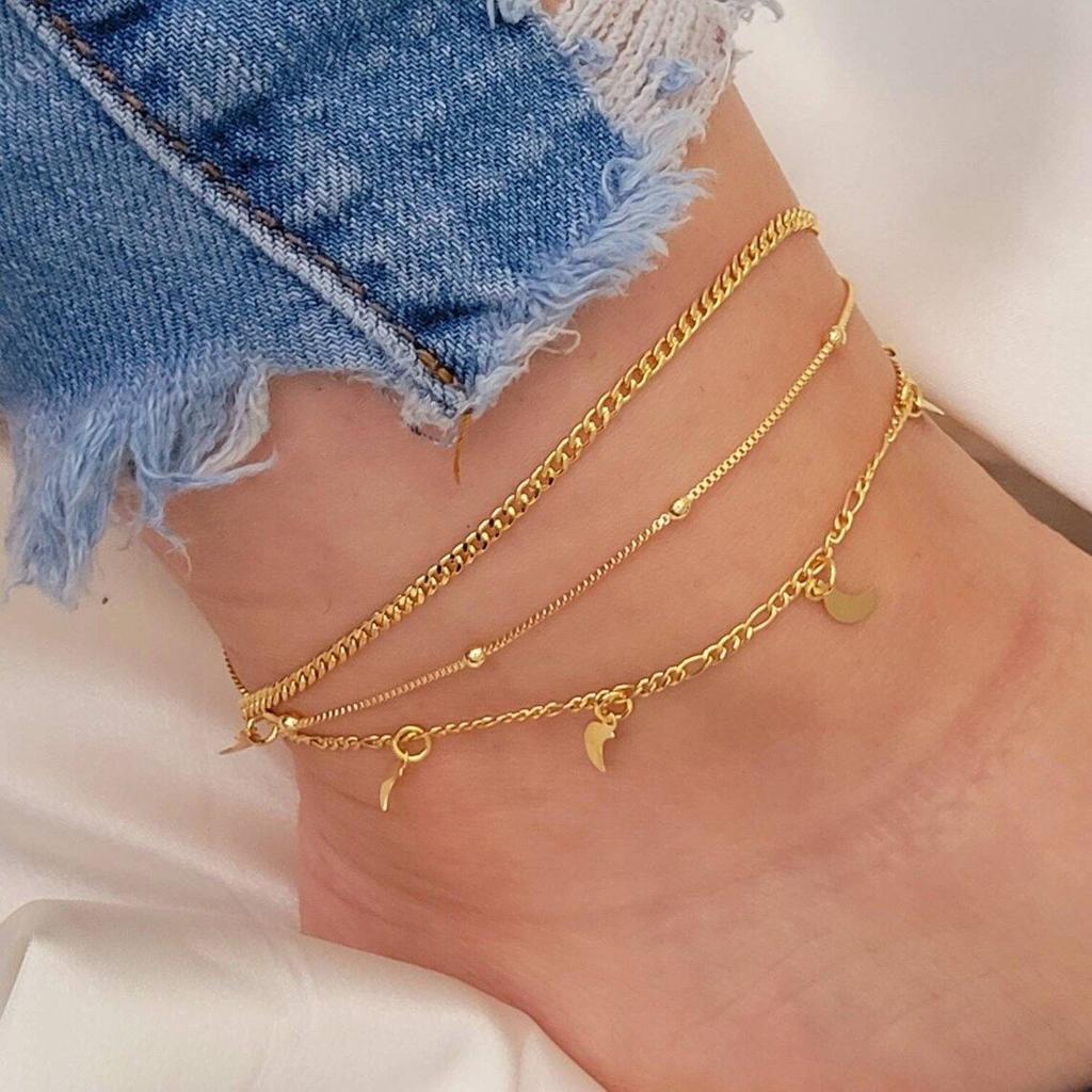 1set Boho Gold Silver Color Tassel Chain Bracelet Anklet Charms Snake/Starfish/Heart Sexy Leg Ankle On Foot Chain Beach Jewelry