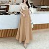 ZANZEA Women Lace Patchwork Round Neck Casual Short Sleeve Long Dress