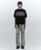 INSILENCE Striped Crew Neck Knit Black