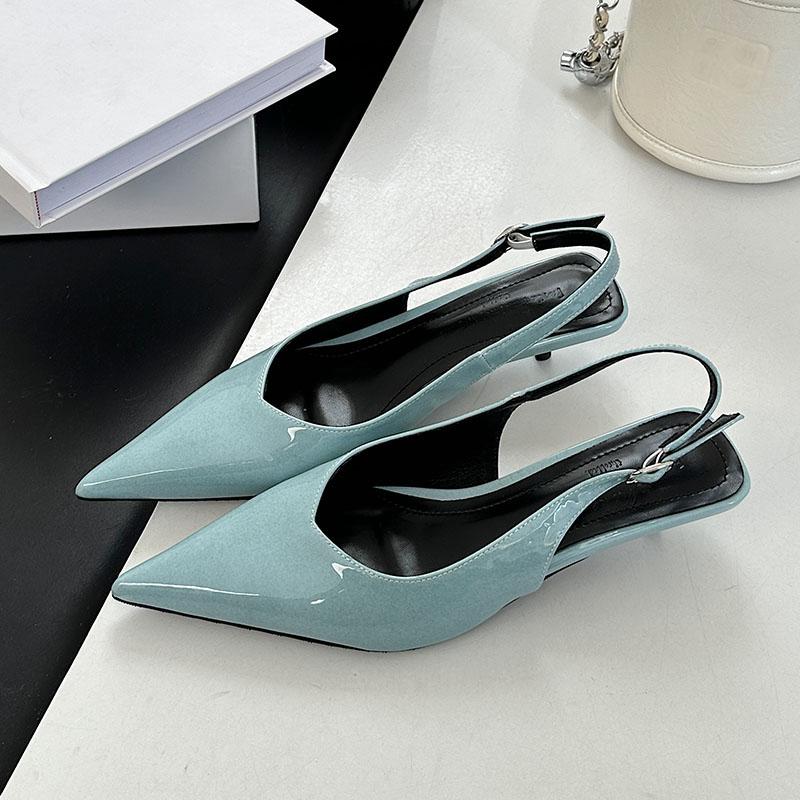 Fashion Fashion Shallow Elegant Women Heeled Sandals Shoes Female Buckle Strap Footwear Pointed Toe Ladies Low Heel Sandals Shoes Pumps