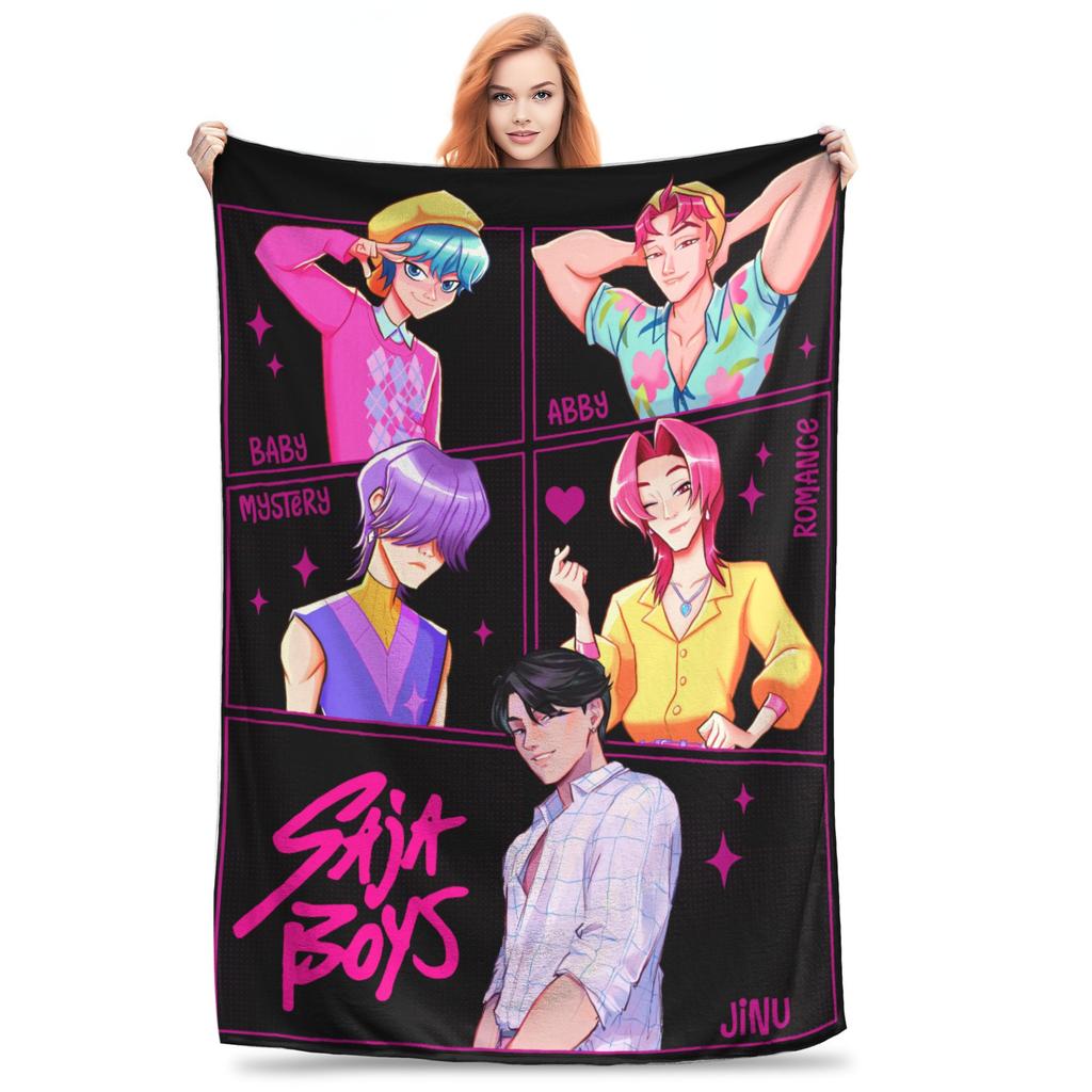 Saja Boys Kpop Demon Hunters Blanket Fleece Spring/Autumn Jinu  Multifunction Warm Throw Blankets for Sofa Car Quilt