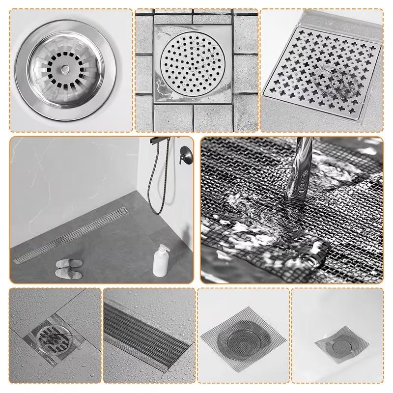 1-20 Rolki 70MM×5M Wycinany Łapacz Włosów do Odpływu Prysznicowego Klejąca Naklejka na Podłogę do Odpływu Jednorazowe Siatkowe Sito do Zlewu Sito Łazienkowe