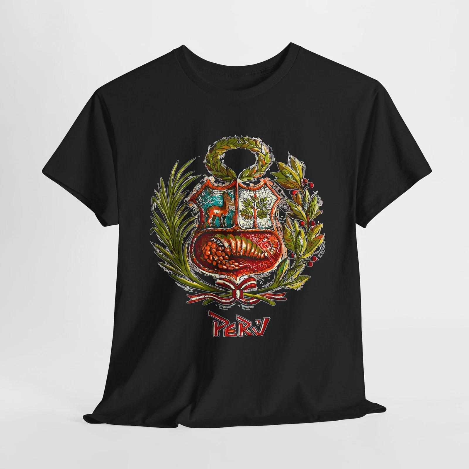 ESCUDO PERUANO PERUVIAN T SHIRT PERU ARMS Unisex Heavy Cotton Tee XL