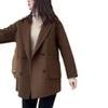 Korean Style Mid-Length Wool Coat - Petite Fit, Loose, Autumn/Winter, Black Coffee Color