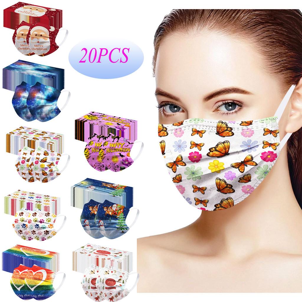 Cheap Unisex Printed Soft Masks For Adults 3Layer Face Masks 20PCS Joom