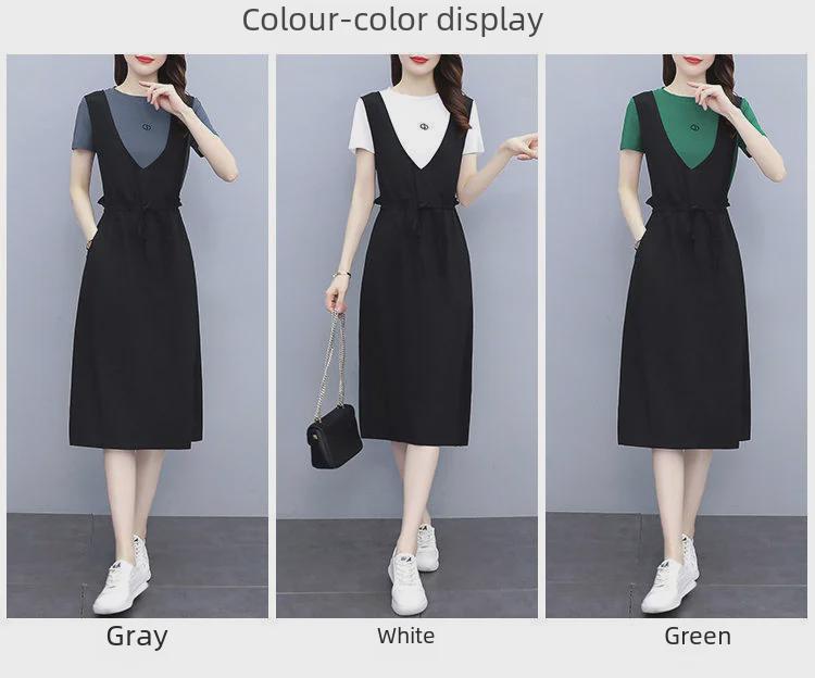 2023 Europäischer Sommer Midilanges Slim Zweiteiliges Lässiges Trägerkleid für Damen