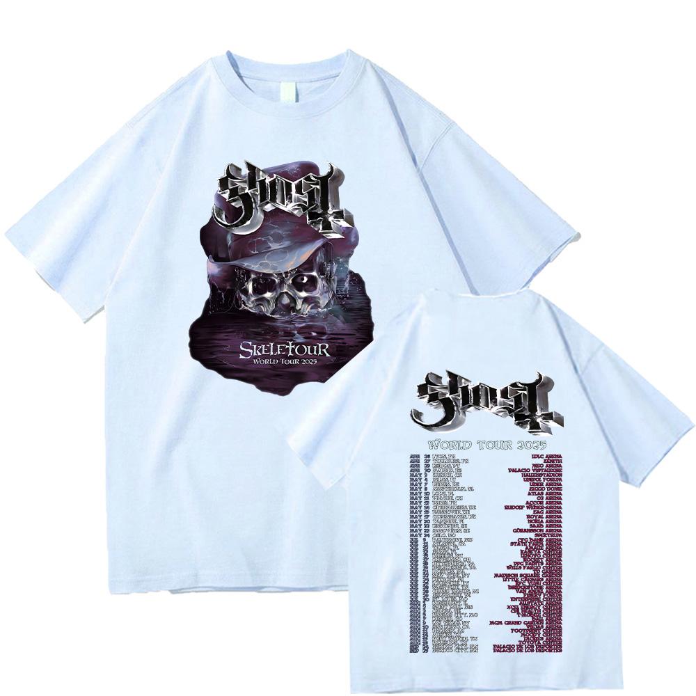 Ghost Band World Tour Nová trička Vintage oboustranné bavlněné tričko Gothic Rock Tees Letní móda Unisex ležérní oblečení Topy