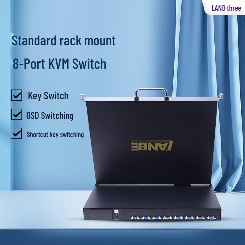 LANBE Rackmount KVM Switch with LED Display