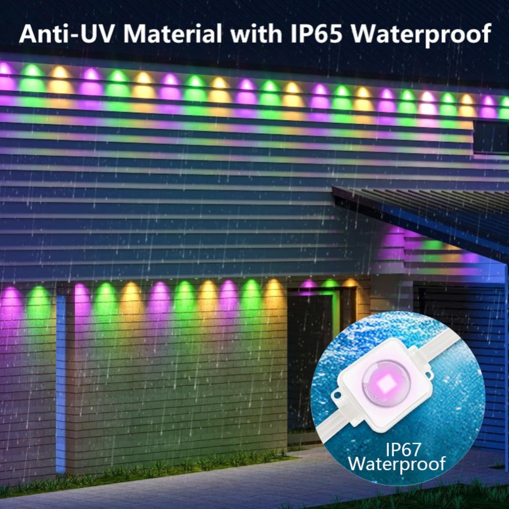 Smart Permanent Outdoor Lights 300FT 180LEDs Eave Lights App Remote Music Sync Waterproof for House Roof Holiday Daily Decor