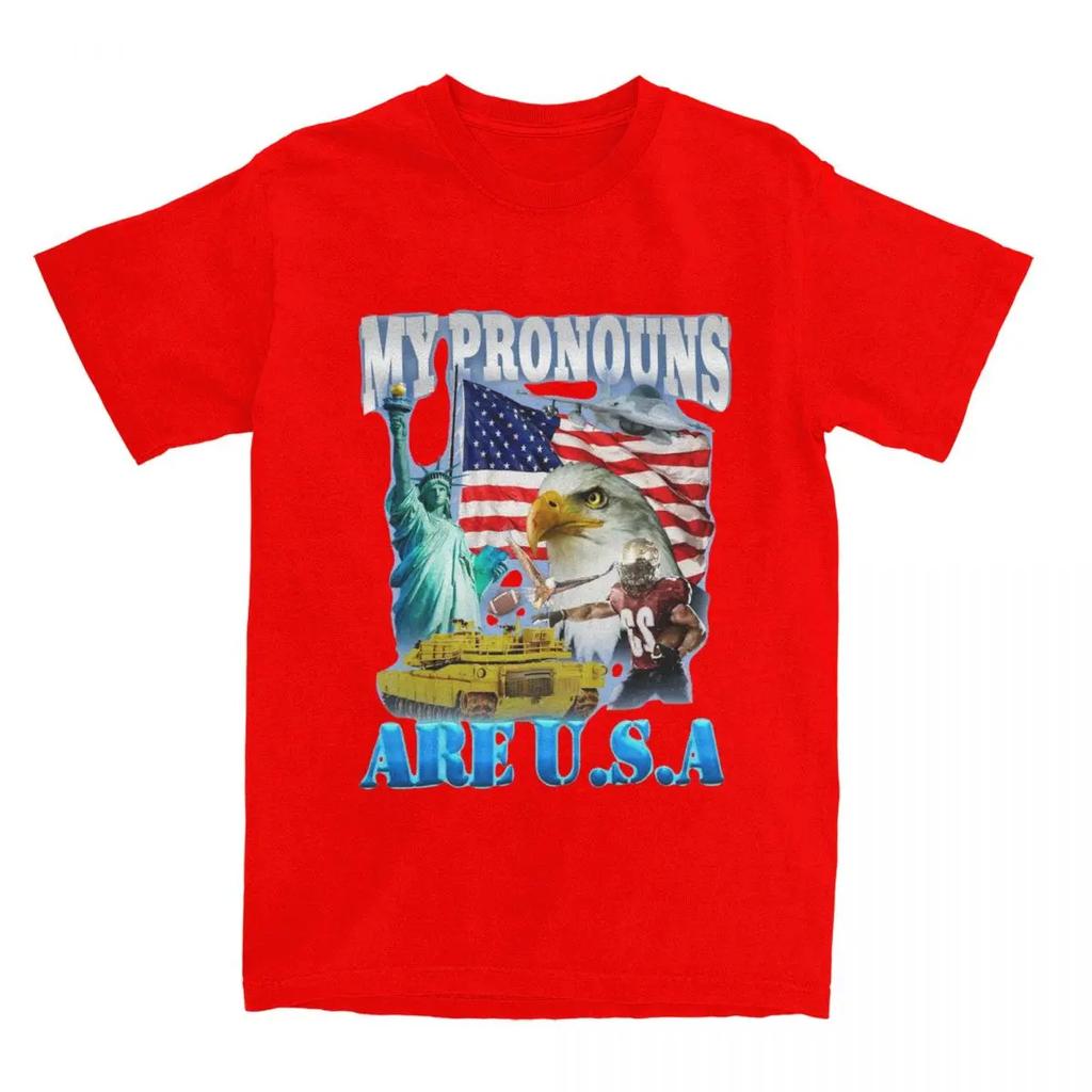My Pronouns Are USA Funny Meme for Men Women T Shirt United States American Apparel Leisure Tee T-Shirts Cotton Clothes