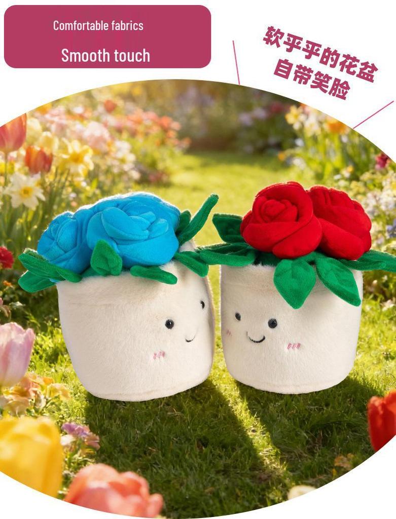 Cartoon Rose Plush Toy Couple Desktop Ornament - Valentine's Day Gift