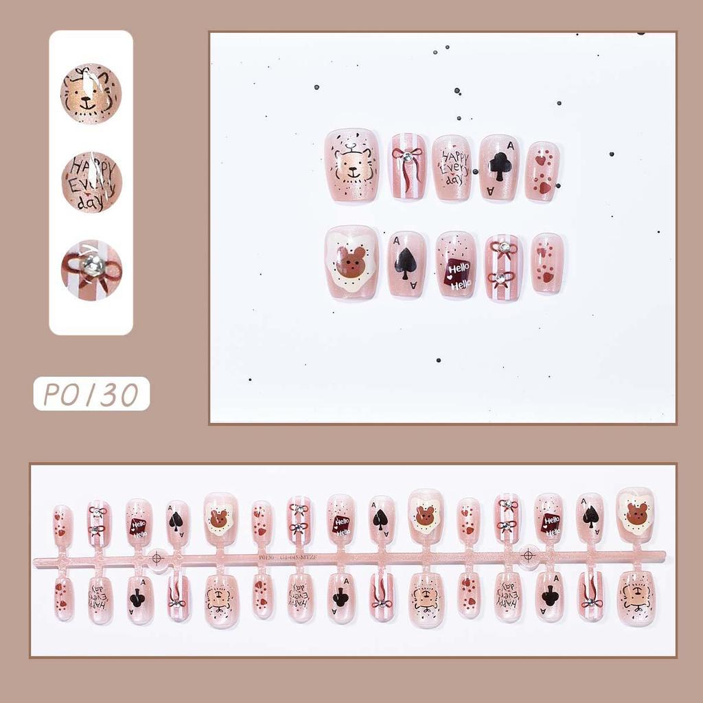 Girly Heart Poker Little Panda Eye Patches Hand-Painted Cute Style Nail Art Butterfly Patches - 30 Pieces.