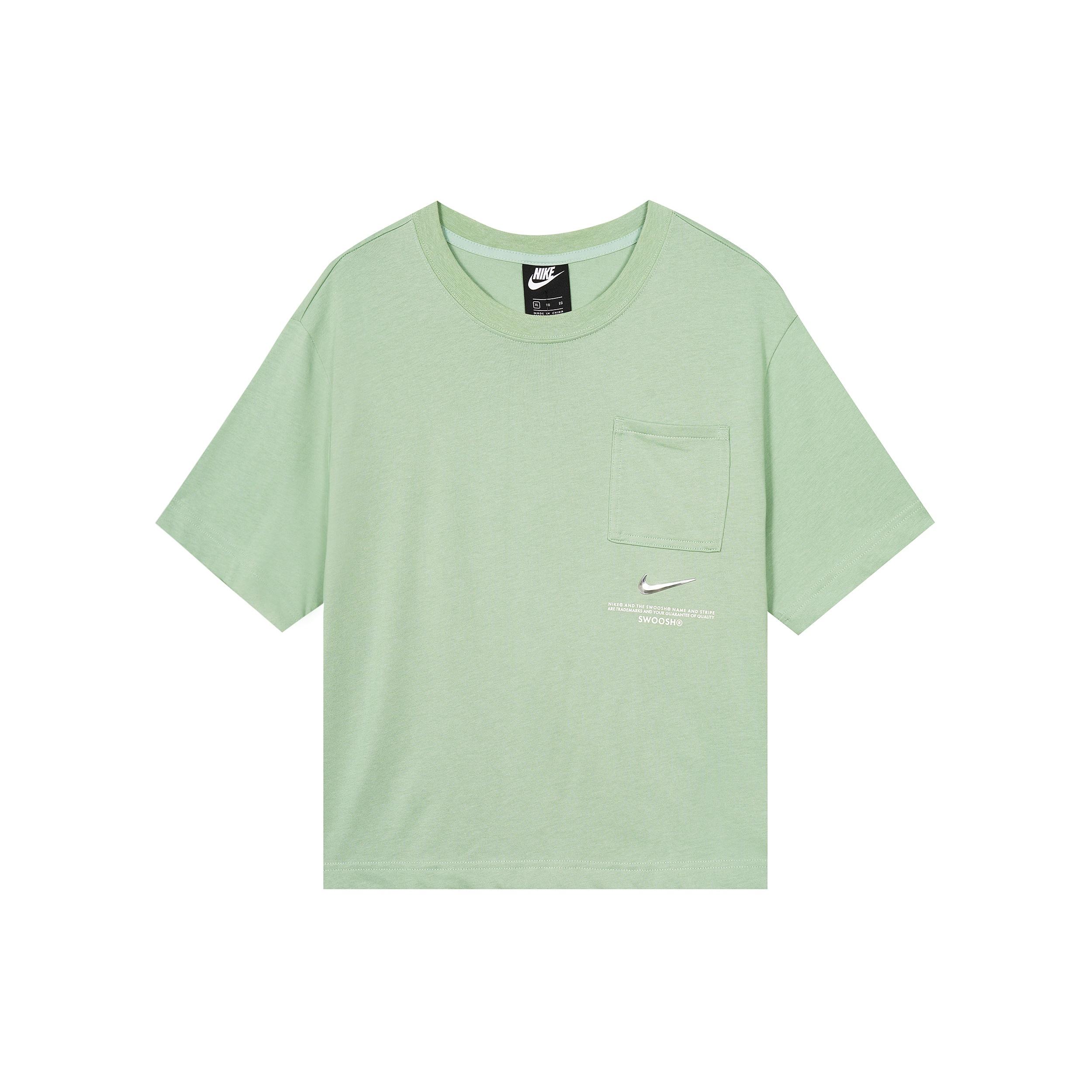 (WMNS) Nike Sportswear Swoosh 3D Logo Loose Breathable Round Neck Short Sleeve Green T-Shirt Women s CZ8912-006 L