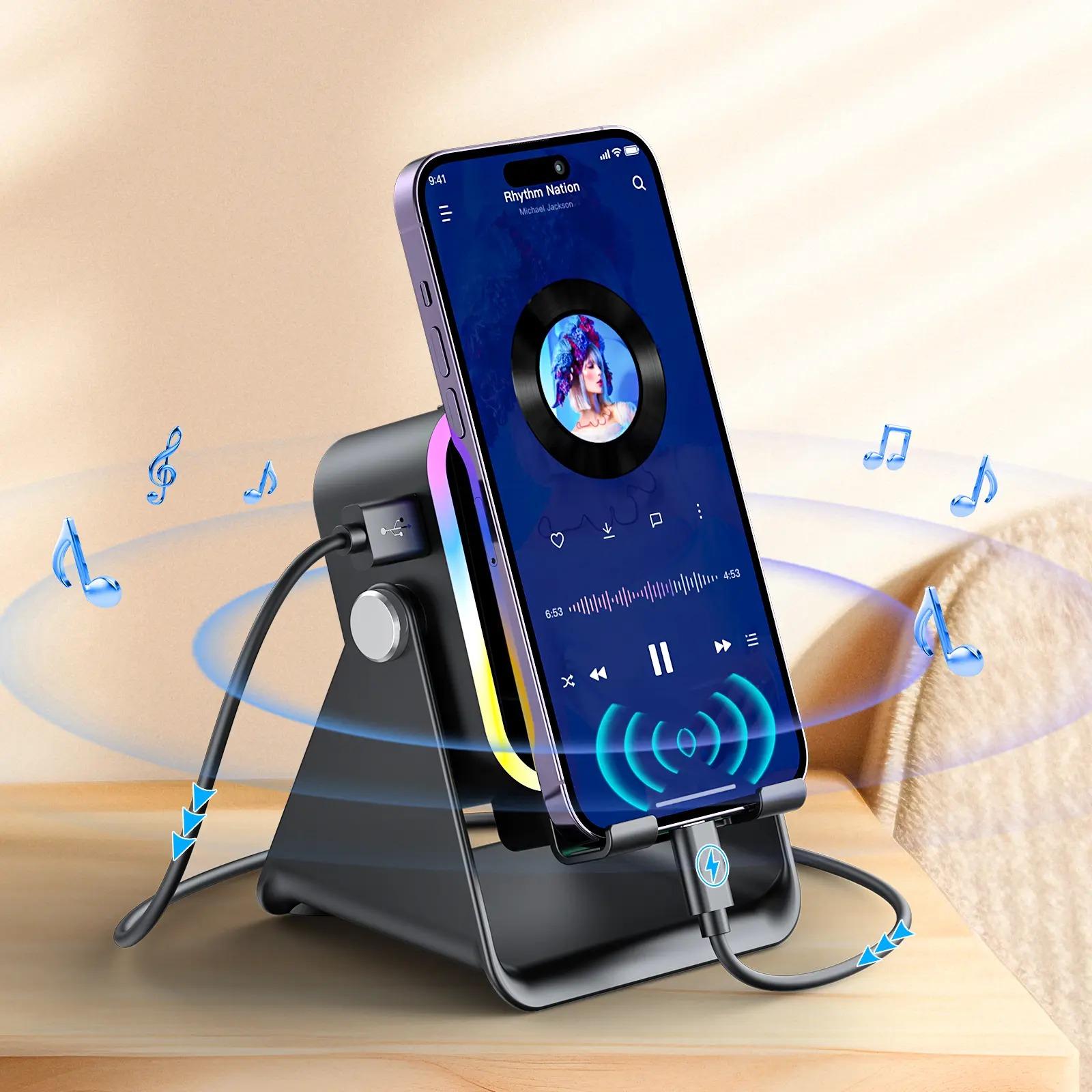 

Wireless Induction Audio Speaker Stand, 5in1 Cellphone Holder, 3500mAh Rechargeable Emergency Power Bank 1pcs чорний