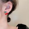 Exquisite Earrings Fashionable Earrings for Girls Sweet Cherry Design Earrings Versatile Glass-encrusted Diamond Silver Needles