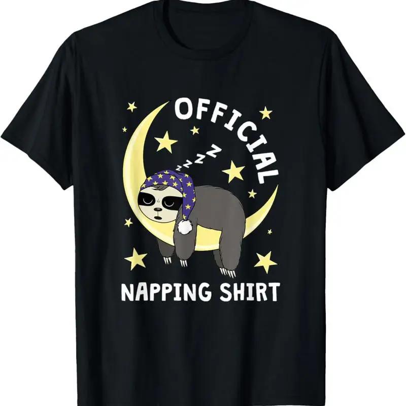 Napping Lazy Sloth Sleeping On Moon Graphic TShirt S