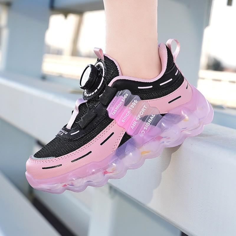 Kids Breathable Mesh Sneakers With Hook-and-Loop Closure Fall Running Casual Wear
