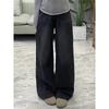 Women's Plus-Size Black-Gray Wide-Leg Jeans with Velvet, Slimming, Loose Fit for Autumn and Winter