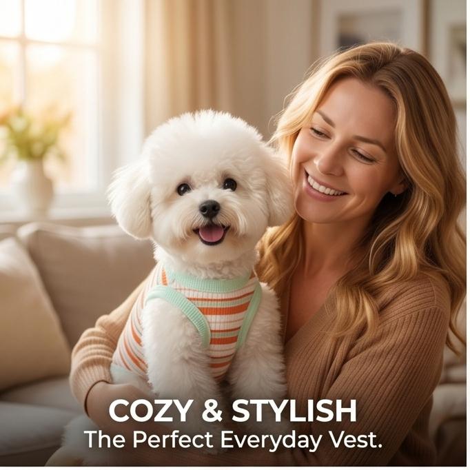 Breathable Striped Summer Dog Vest Lightweight Thin Pet Clothes for Small Dogs Teddy Bichon Yorkie Pomeranian for Outdoor Daily Wear