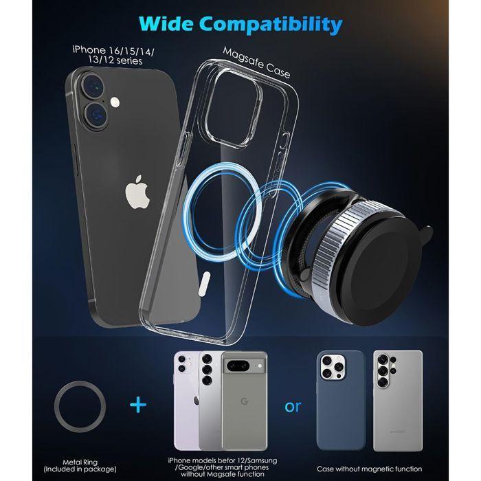 Support Téléphone - Universel - Noir - Magnétique - Antidérapant - Rotatif 360°