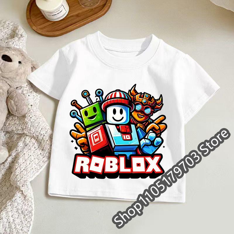 2026 Roblox T Shirt for Kids Summer Fashionable Short Sleeve Tee Boys Girls Casual Gaming Print Soft Childrens Tops