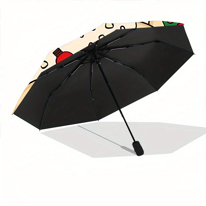 1pc Christmas Cookies Automatic Open 8-Rib Windproof Umbrella, Travel & Commuting, Suitable for All Seasons, Lightweight Portable 141