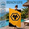 Fußballverein Wölfe Emblem Aufgedrucktes Mikrofaser Strandtuch, Weich Und Saugfähig, Schnelltrocknend, Ideal für Sommerreisen, Strand-Essentials, Schwimmbad