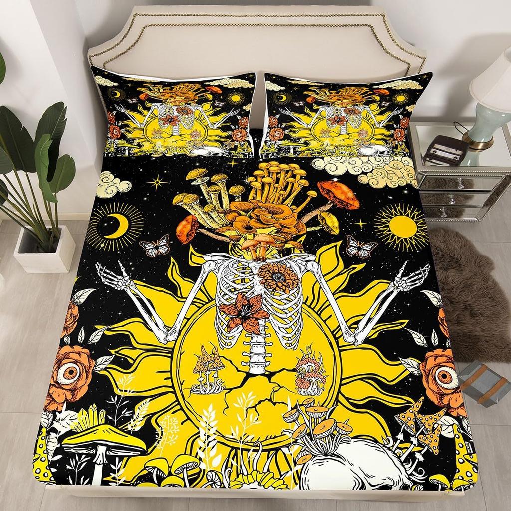 Halloween Ghost Pattern Bed Hat Three-Piece Digital Printing Bedding Bed Hat Three-Piece Set Children And Adults