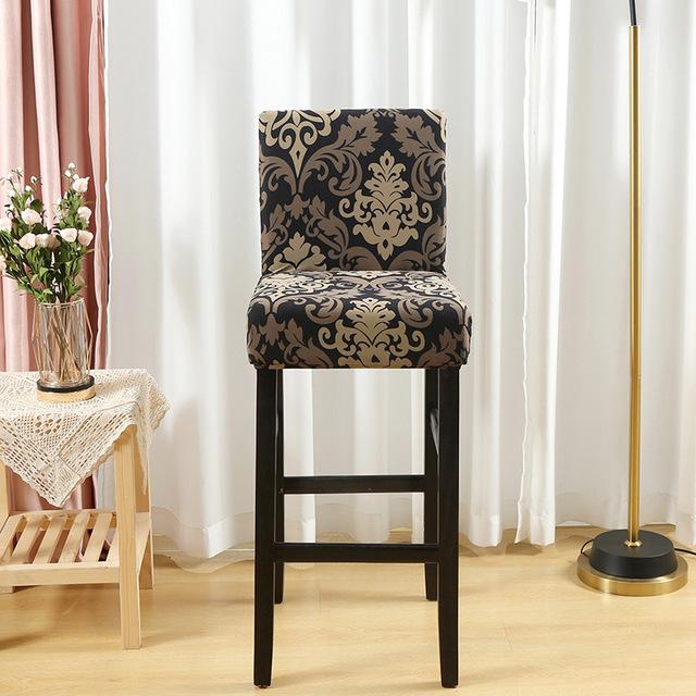 Elastic Short Chair Furniture Cover Spandex Fabric Printed Bar Stool Seat Covers Chair Protector Slipcovers For Cafe Dining Space Kitchen Washable