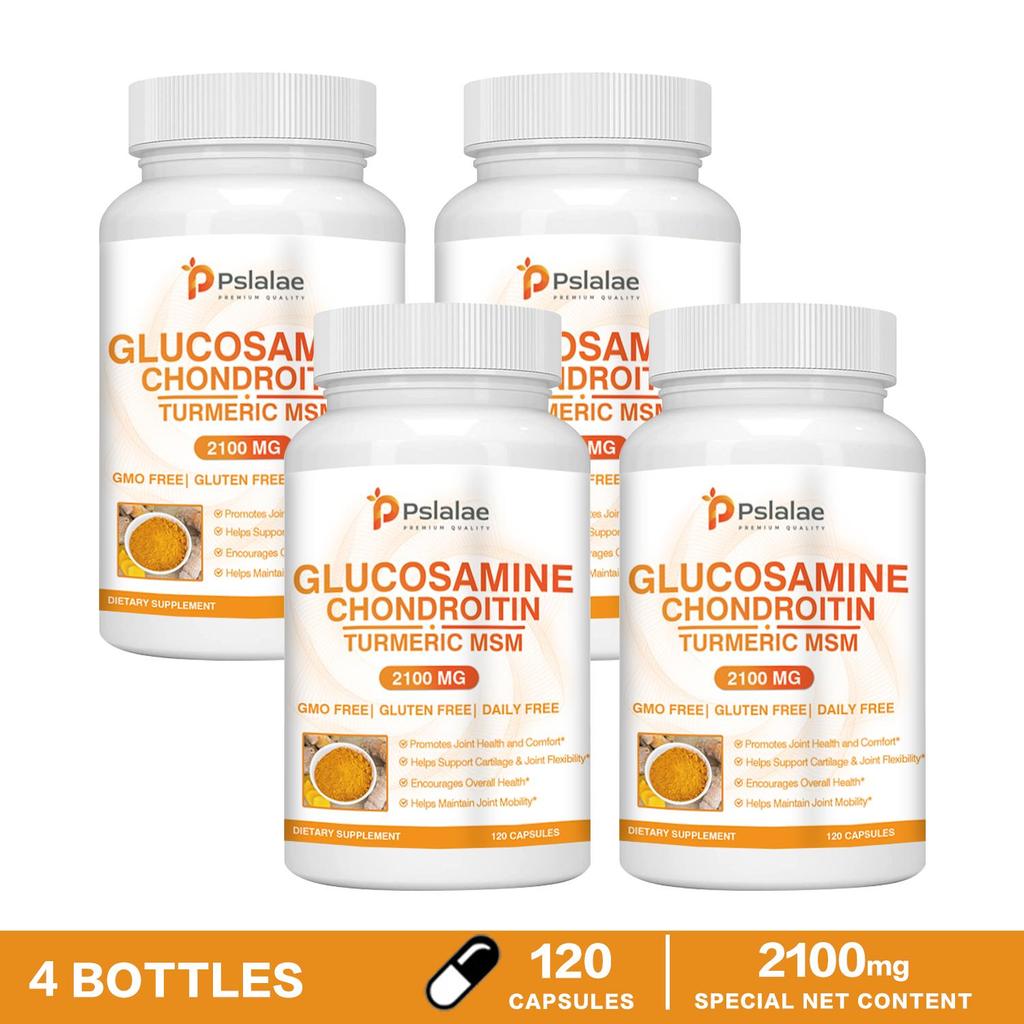 Pslalae - 2100mg Glucosamin Chondroitin Curcumin MSM Komplex Kapseln - Gelenk- und Knochengesundheit