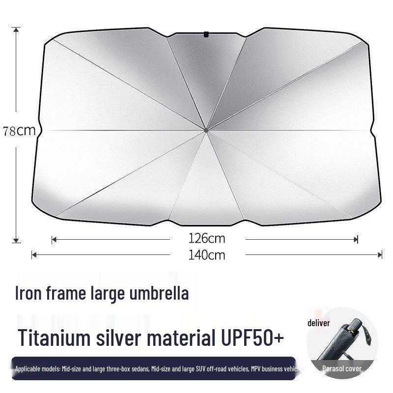 Car Windshield Sunshade - Titanium Silver Heat Insulation Visor