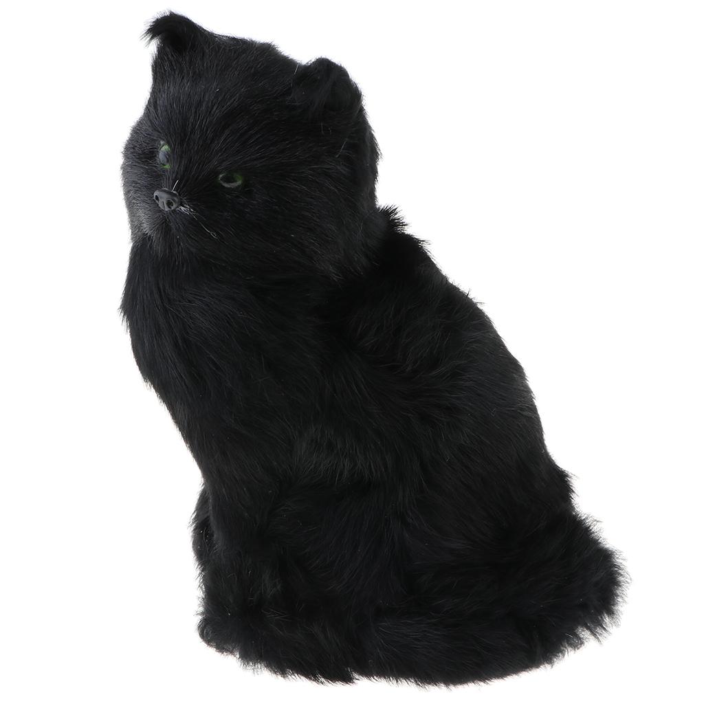 Realistic Animal Statue Faux Fur Cat Plush Model Cute Simulation Animal Toy for Home Decoration and Teaching Tool
