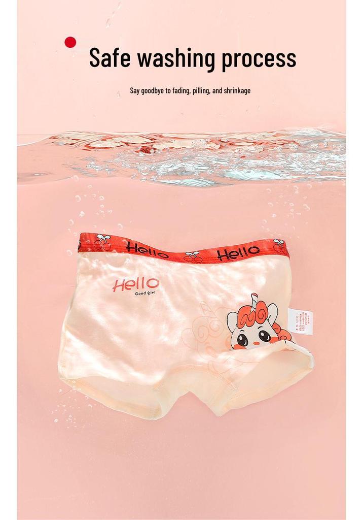 Girls' A-Class Pure Cotton Boxer Briefs: Antibacterial Four-Corner Toddler & Kids Underwear