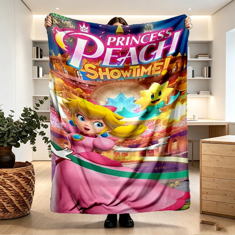 Princess Peach Toadstool Print Blanket - Soft & Comfortable, for Bedroom, Travel, Sofa, Home Decoration - Birthday Christmas Gift for Friend