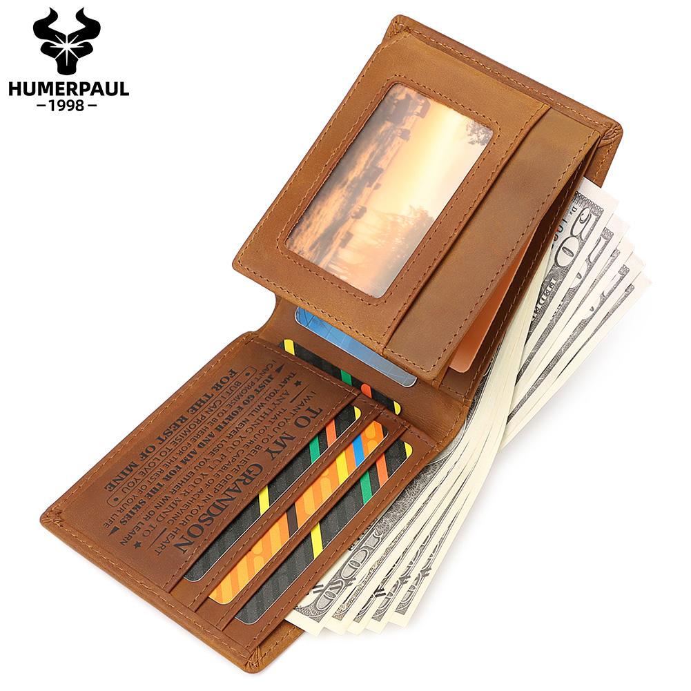 Humerpaul Men Leather Wallet Engraved with Blessings Gift Wallet for Grandson and Son