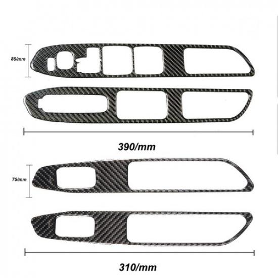 4Pcs Carbon Fiber Interior Door Control Cover Trim For Subaru Forester 2005-08