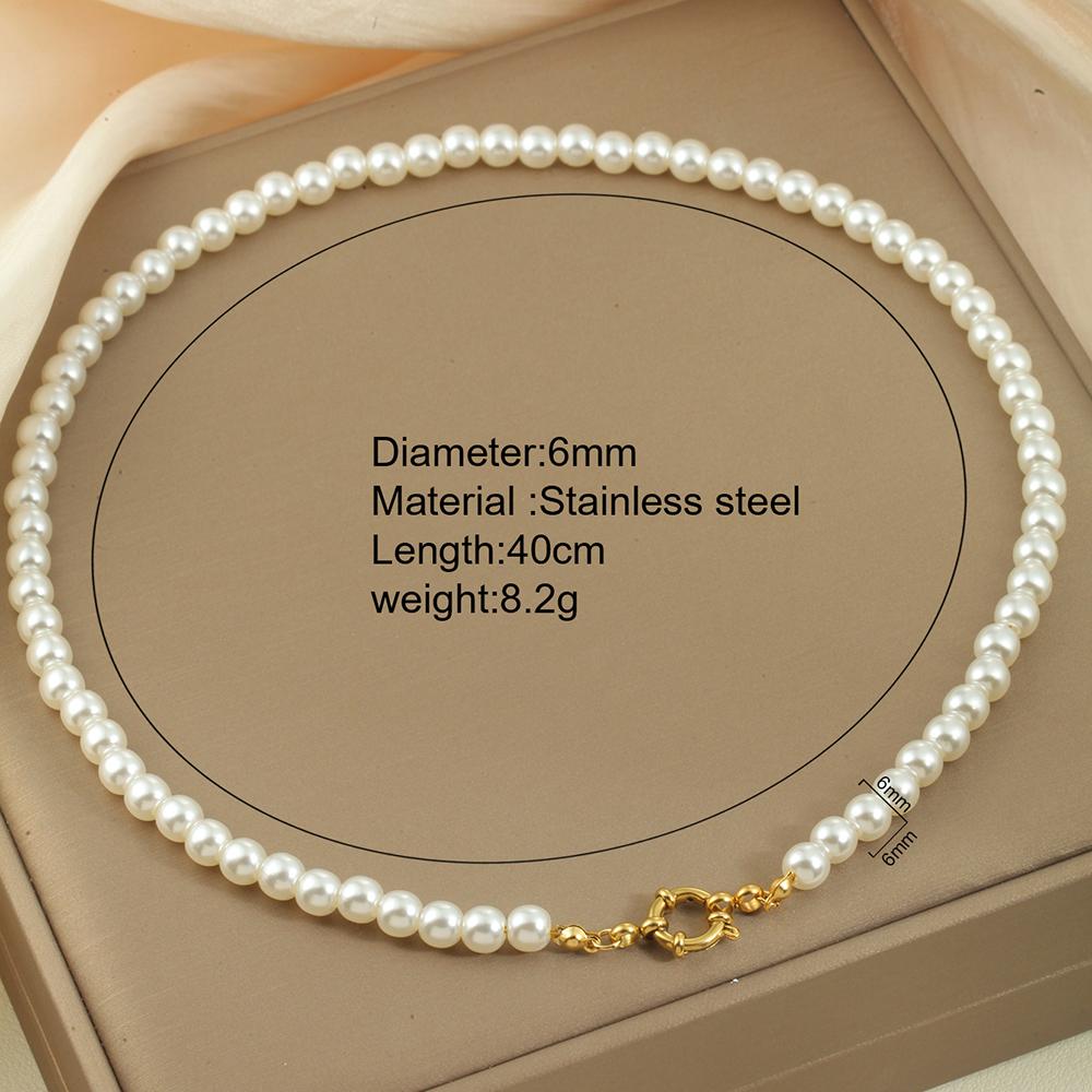 

Женское роскошное ожерелье из искусственного жемчуга, цепочка из нержавеющей стали с золотой пружинной застежкой, чокер на шею, женские циркониевые подарки на день рождения