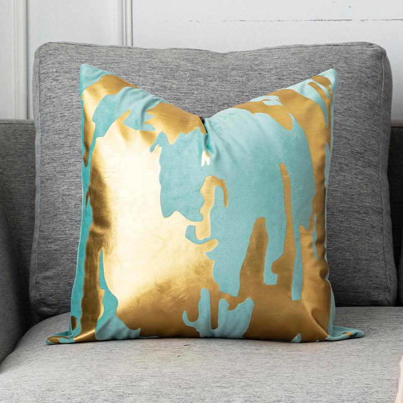 New Nordic Square Hot Stamping Pillow, Fashionable and Simple Hot Stamping Silver Home Living Room Bedroom Sofa Cushion Pillow