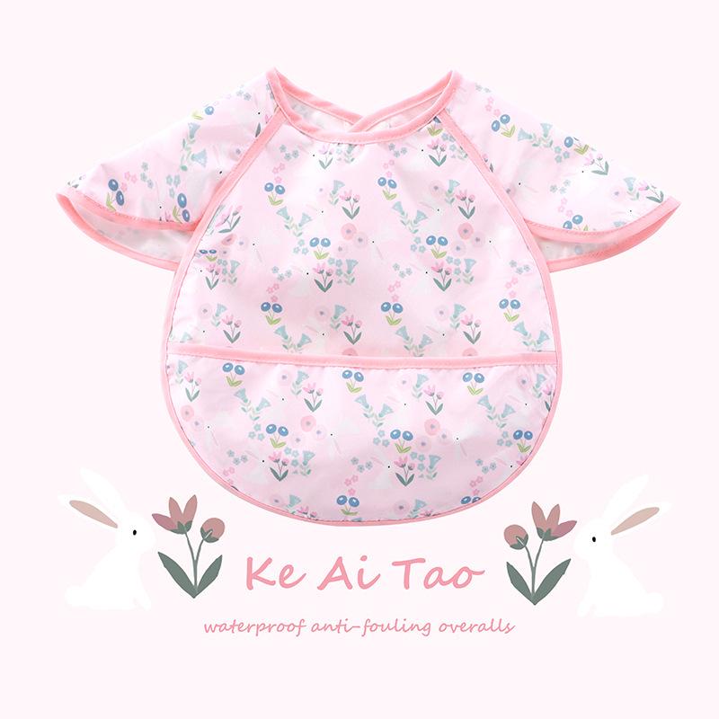 Reversible Waterproof Sleeveless Bib for Infants & Toddlers - Soft, Anti-Dirty Smock Apron with Food Pocket.