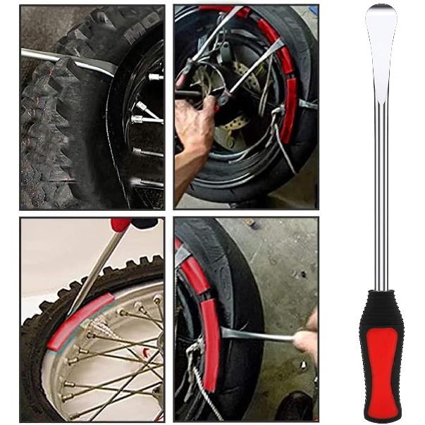 13Pcs Motorcycle Tyre Repair Tool,11.5" Tire Spoon Changer Tools Set With 3 Tire Levers Spoon & 2 Sleeves & 6 Valve Core & Wrench, Tire Tool Kit