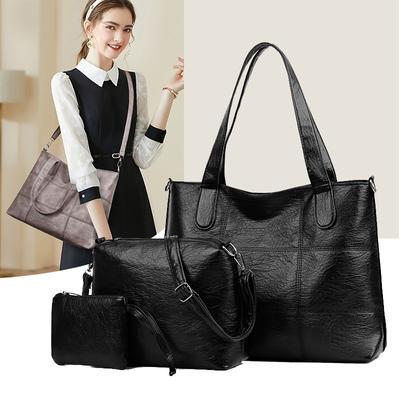 Bolsa de ombro monocromática clássica para mulheres em PU, grande capacidade, casual, simples, combinada, retrô, elegante, nova