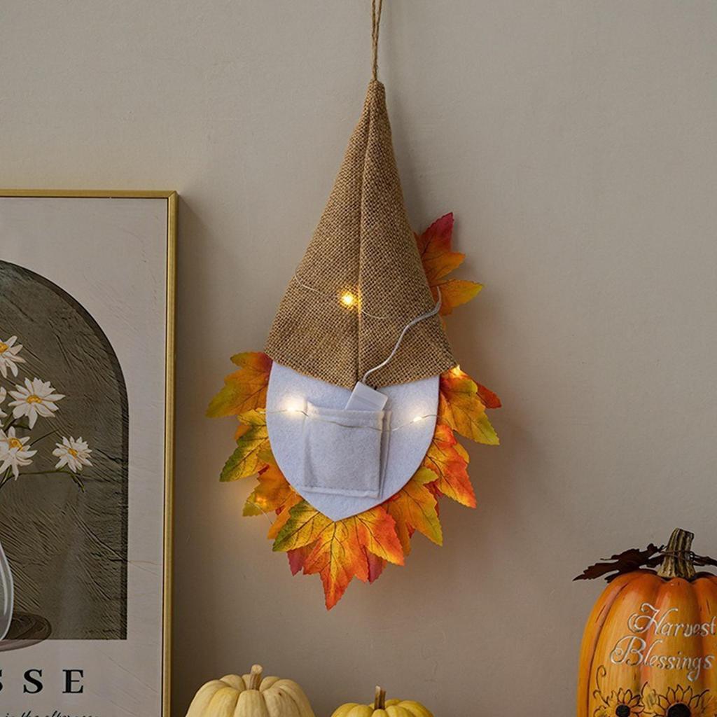 Fall Wreath Artificial Autumn Dwarf Hanging Outdoor Front Door Garland Welcome Decoration for Thanksgiving Halloween Home Decor