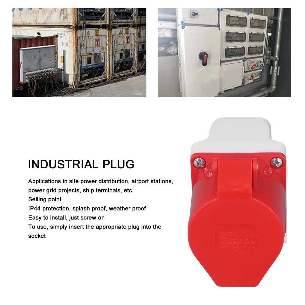 2 Set 5Pin 32A Industrial Connector 380-415V Surface Mounted Socket  Electrical Connection