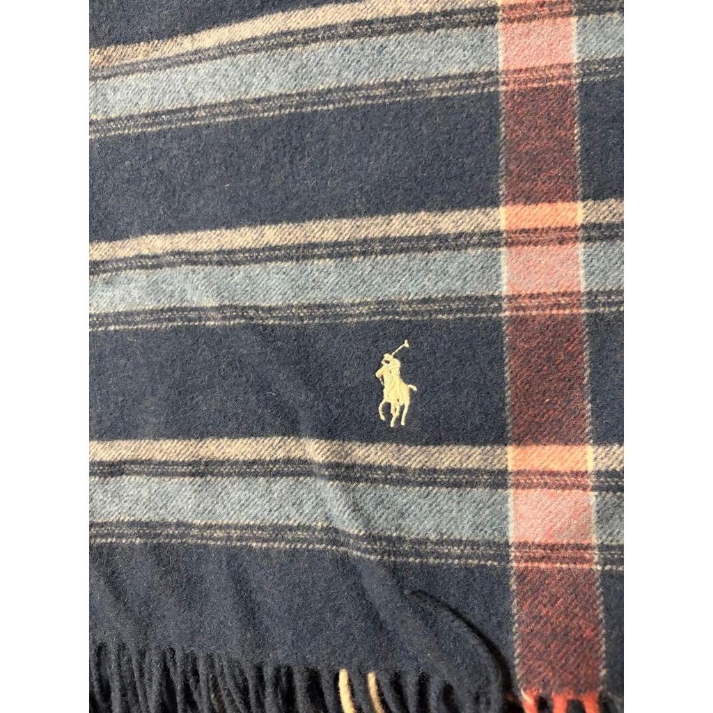 Used Ralph Lauren Plaid Scarf, Blue Tones, 75x170cm, with Tags