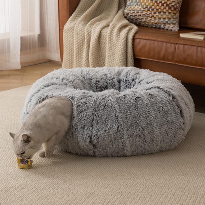 

Cozy All-Season Plush Cat Tunnel Bed - Detachable, Thickened, and Washable сірий колір