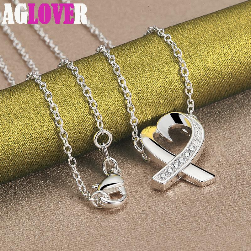 925 Sterling Silver Heart AAA Zircon Pendant Necklace Jewelry