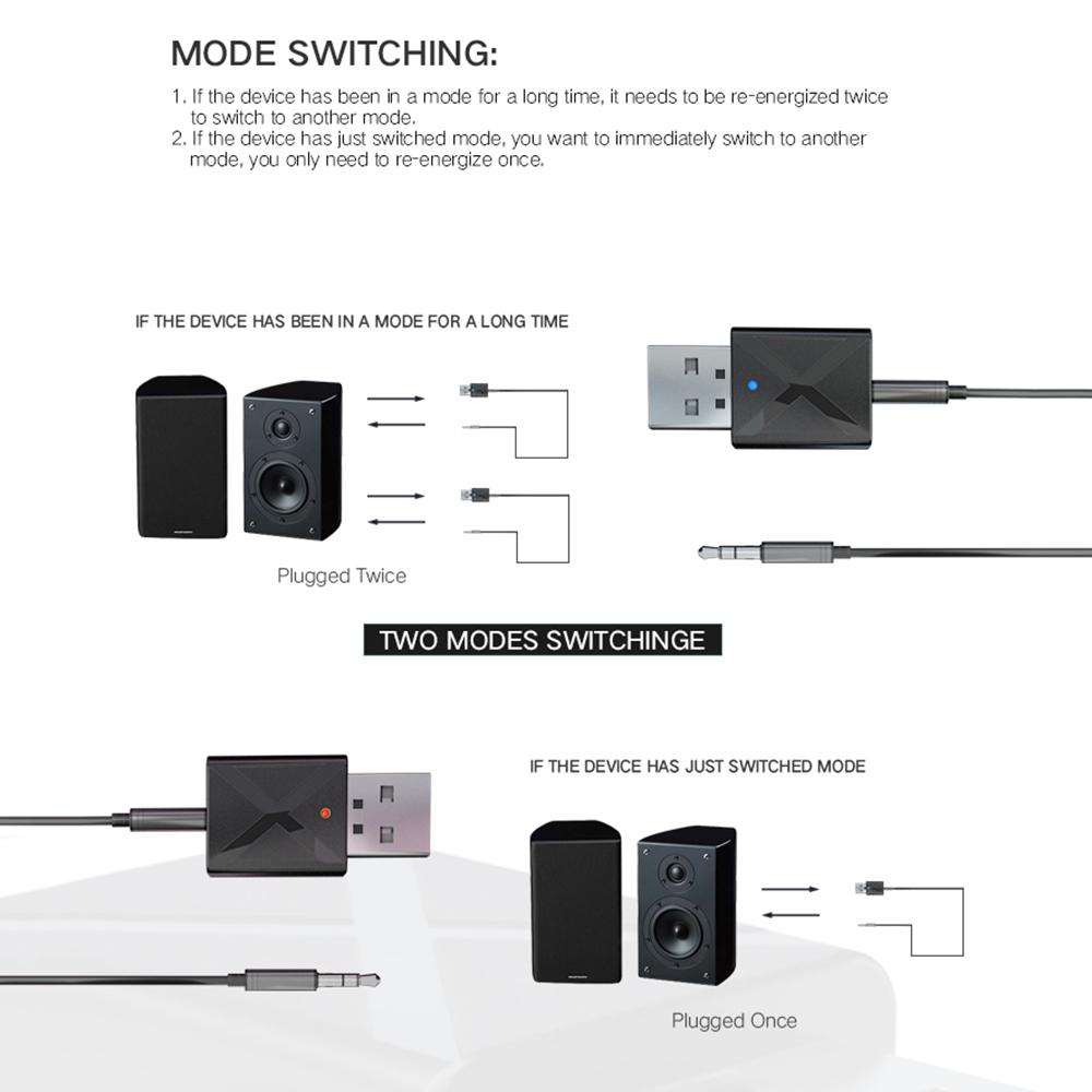 KN320 Ljudadapter USB BT 2 i 1 Sändare/mottagare Adapter Mini Bärbar hörlursljud