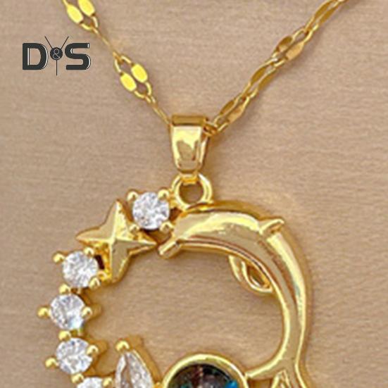Halskette mit Delfin- und Stern-Anhänger, Zirkonia, Himmels- und Planeten-Anhänger, Halskette mit Ozeantier-Motiv, Schlüsselbeinkette, Schmuck, Geschenk für Frauen