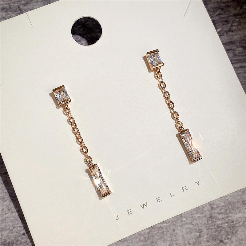 

BELLA BOX минималистичные серьги-подвески для женщин, золотистая цепочка с прямоугольным фианитом в стиле хип-хоп, крутые серьги для вечеринки, модные украшения