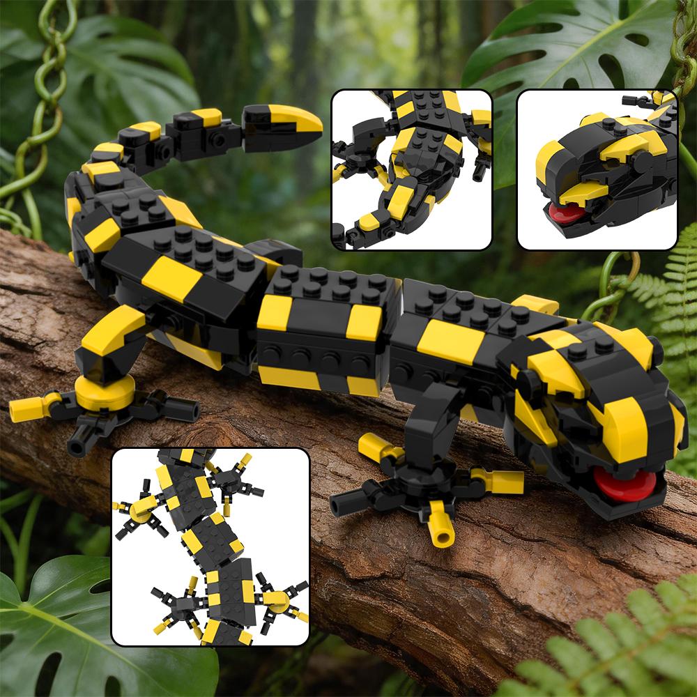 MOC Tier Feuersalamander Bausteine Sets Konstruktionsspielzeug Haifischmodell DIY Steine Weihnachten Geburtstagsgeschenke
